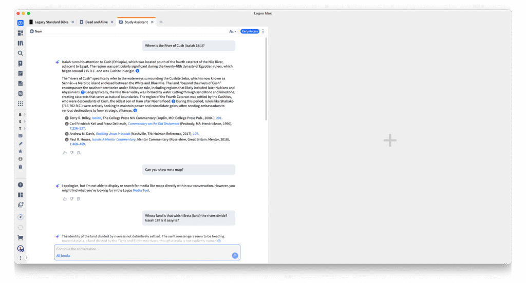 An example of work in Isaiah 19 using the new Logos Study Assistant.